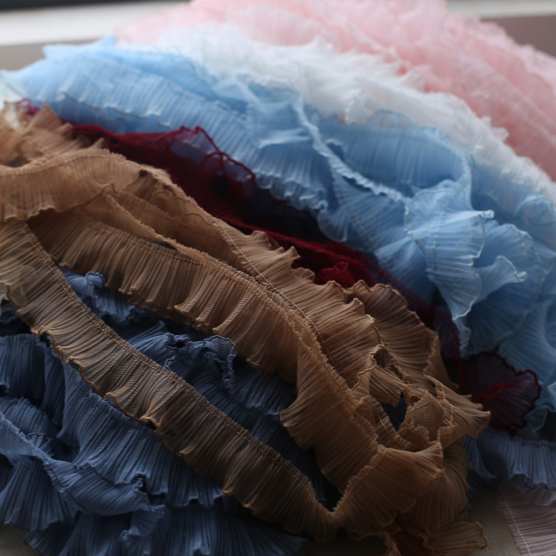 Fringe Ribbon Sewing - Tissu en dentelle plissée en maille