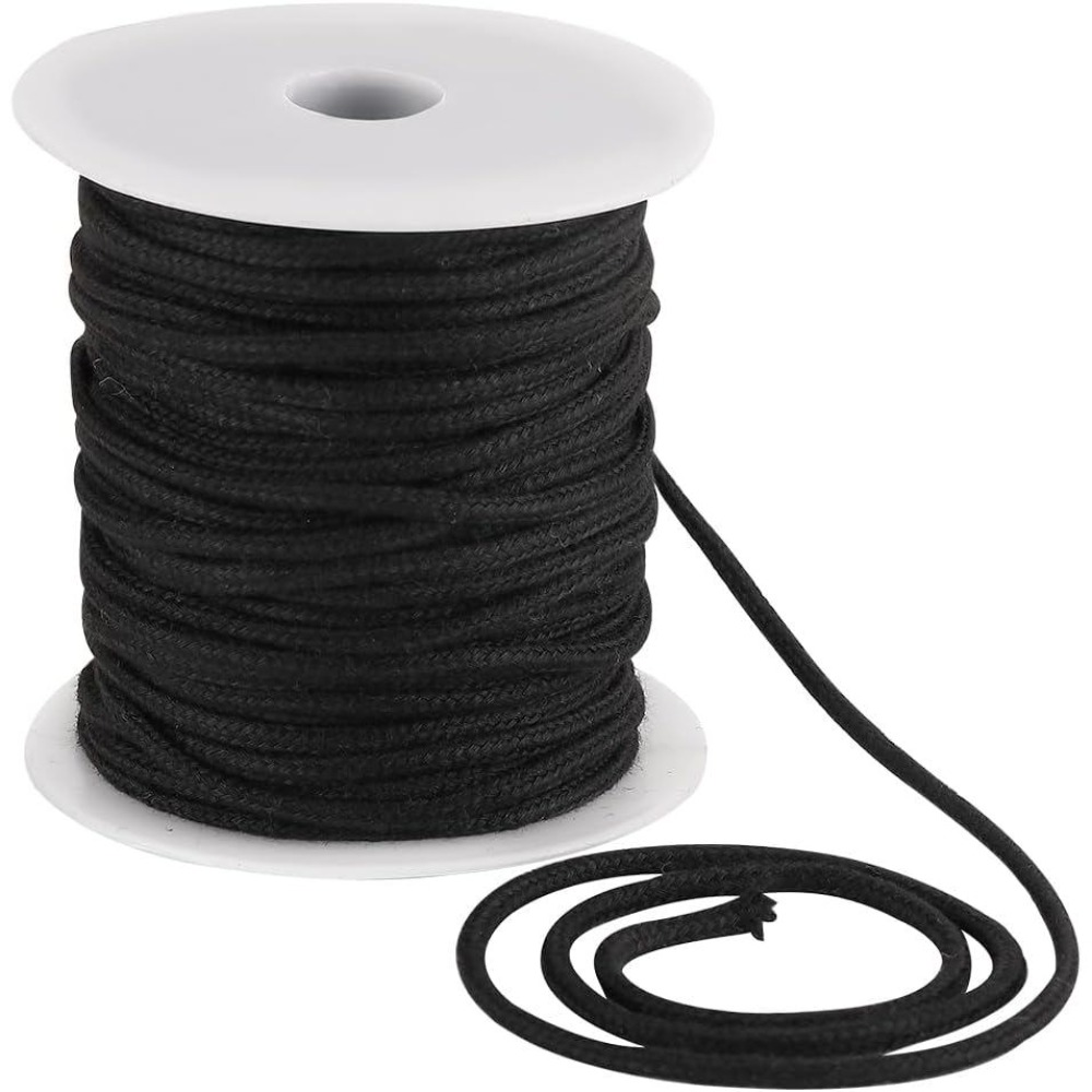 Cord Trim Twisted - Corde en coton noir de 4