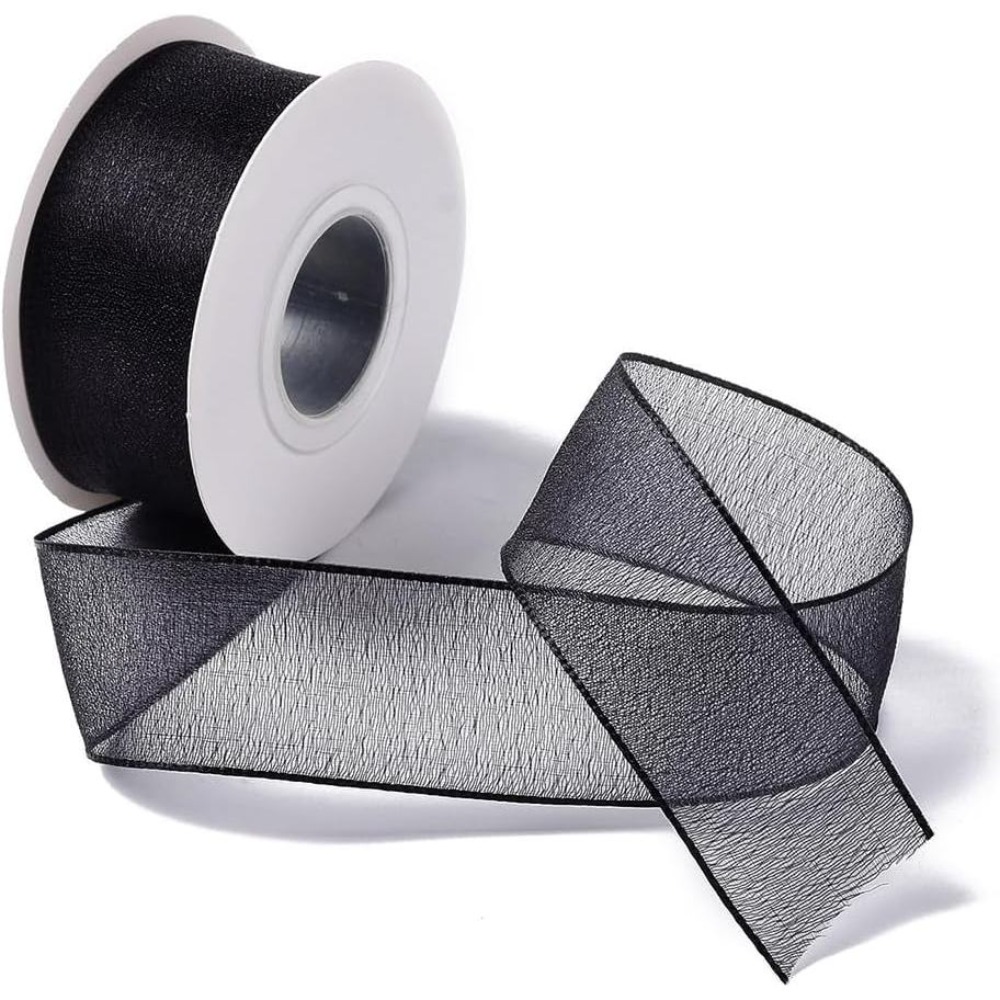 Ruban en organza noir de 1 pou - Organza Ribbon Spool avis et prix
