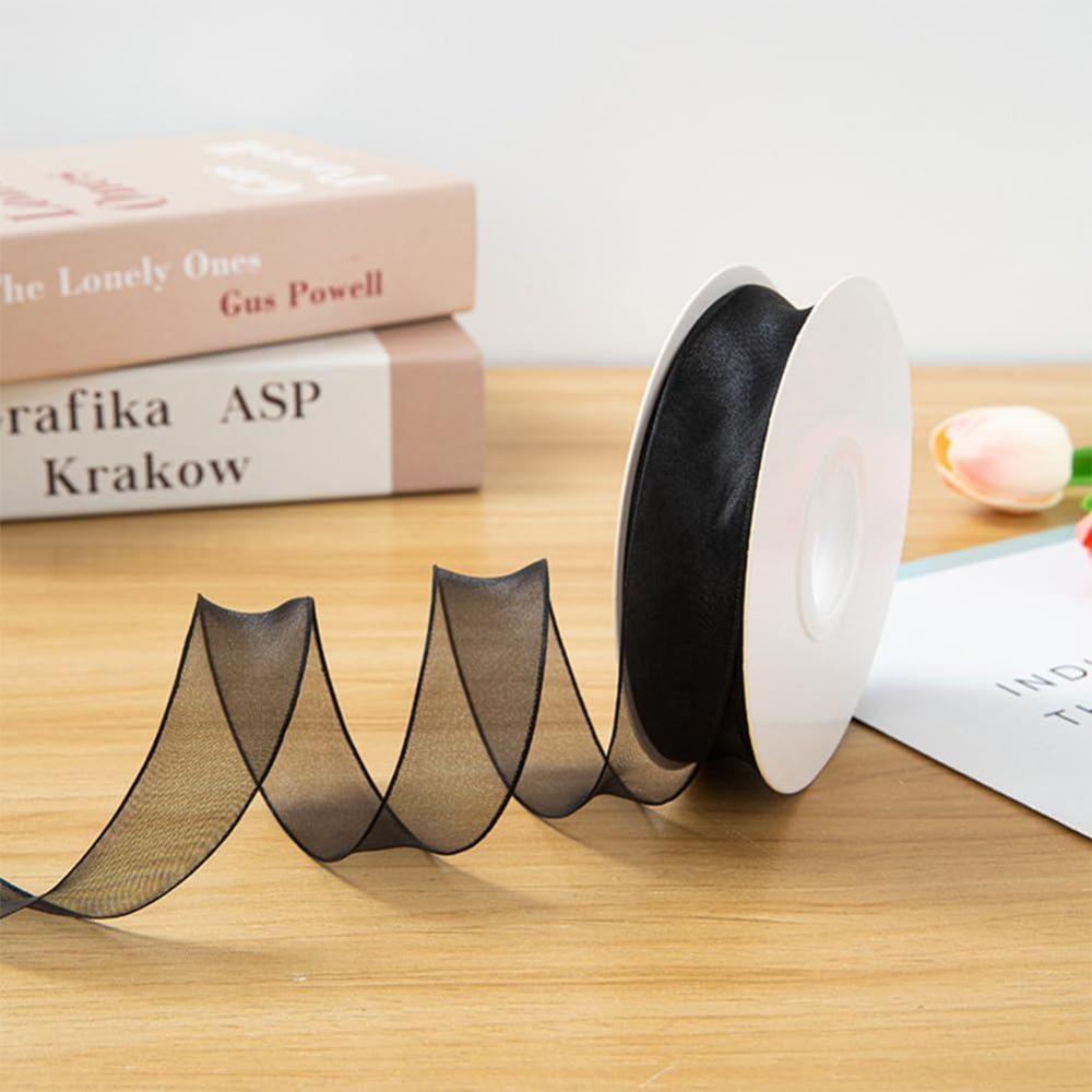 Ruban en organza noir de 1 pou - Organza Ribbon Spool avis et prix