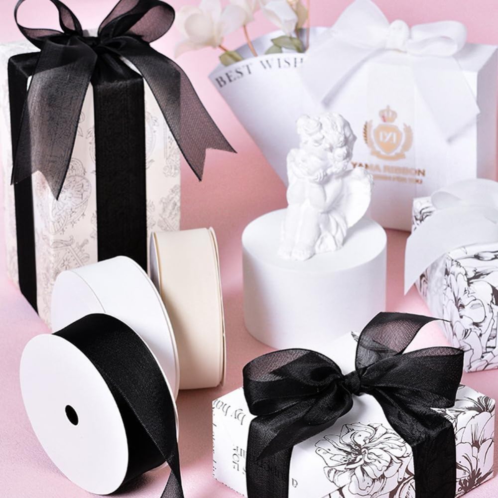Ruban en organza noir de 1 pou - Organza Ribbon Spool avis et prix