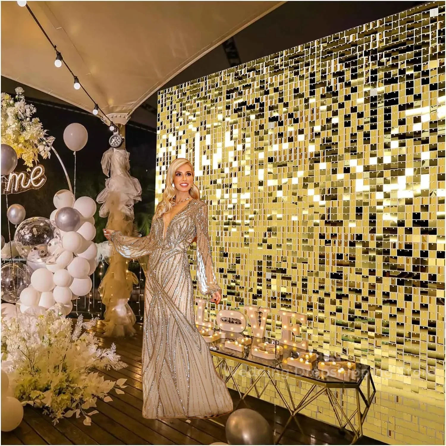 12/24/30 pièces miroitant mur  - Sequin Fabric Panel avis et prix