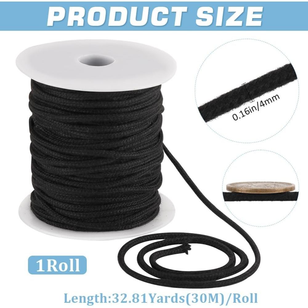 Corde en coton noir de 4 mm, 3 - Cord Trim Twisted avis et prix